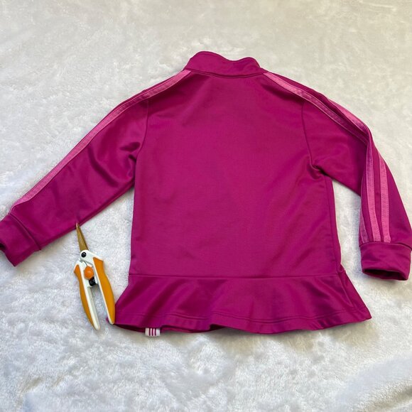 Adidas Track Jacket Toddler Girls Size 2T Lightweight Pink‎ 3 Lines Sleeves FLAW - Picture 8 of 11